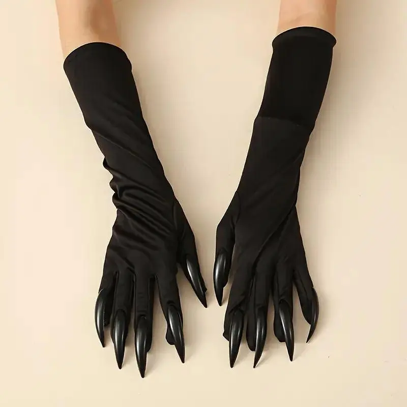 Halloween Long Nail Ghost Gloves, Cosplay Performance Props, Horror Cat Claw Gloves, Halloween Party Costume, Long Nail Gloves Sleeve