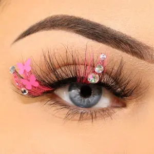 Butterfly Sweetheart 25mm Faux Mink Glitter Pink False Eye Lash Extensions