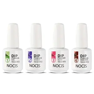 4Pcs 15ml Dip Powder Liquid Set, Base Coat/Activator/Top Coat/Brush Saver, Dipping Powder Nail System Kit for Dip Nails, Long Lasting DIY Manicure Home Salon