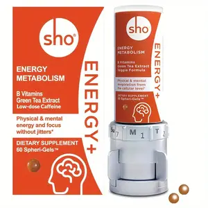 SHO Energy+ Kit: Matcha Extract & Vitamin B Complex with Light Caffeine, 60 Energy Gel Supplements for Women and Men