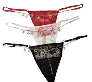 Women's Rhinestone Crystal & Silver Letter G-String Thongs, Bridal Panties Womenswear for Party & Special Occasions Breathable Casual Lace Cotton