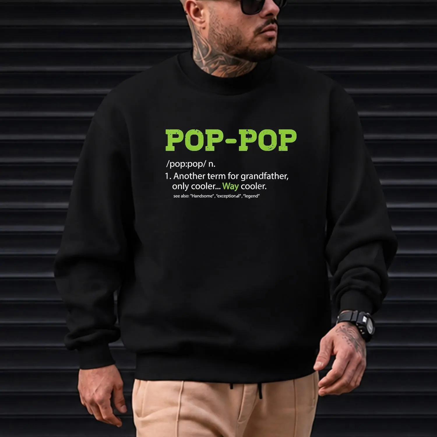 Pops Sweatshirt for Grandpa Pop Pop Definition Cool Dad Gift Mens Casual Pullover Sweatshirts Hoodie Style Comfortable and Stylish