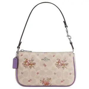 COACH Nolita 19 Small Shoulder Bag with Classic Print and Signature Canvas in Sand and Mixed Colors for Women