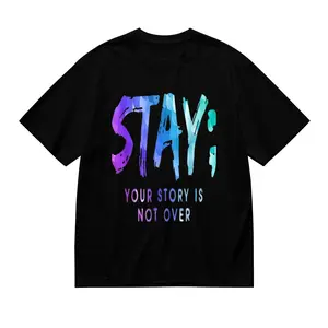 Women's "Your Story Is Not Over" Suicide Prevention Awareness T-Shirt - Mental Health Support Tee with Stay Motivational Lettering, Breathable Short Sleeve Round Neck Casual Top, Comfortable Casual At