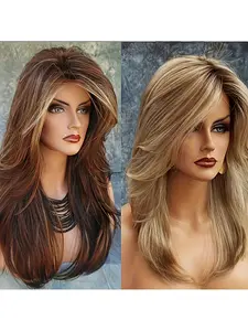 Women's Fashion Long Synthetic Wig, Heat Resistant High Density Wavy Hairpiece for Halloween Christmas New Year Costume, Machine Made Wigs