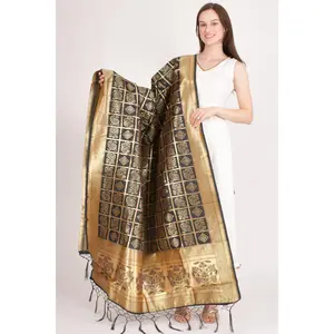 Avni Black Dupatta with Golden Pattern