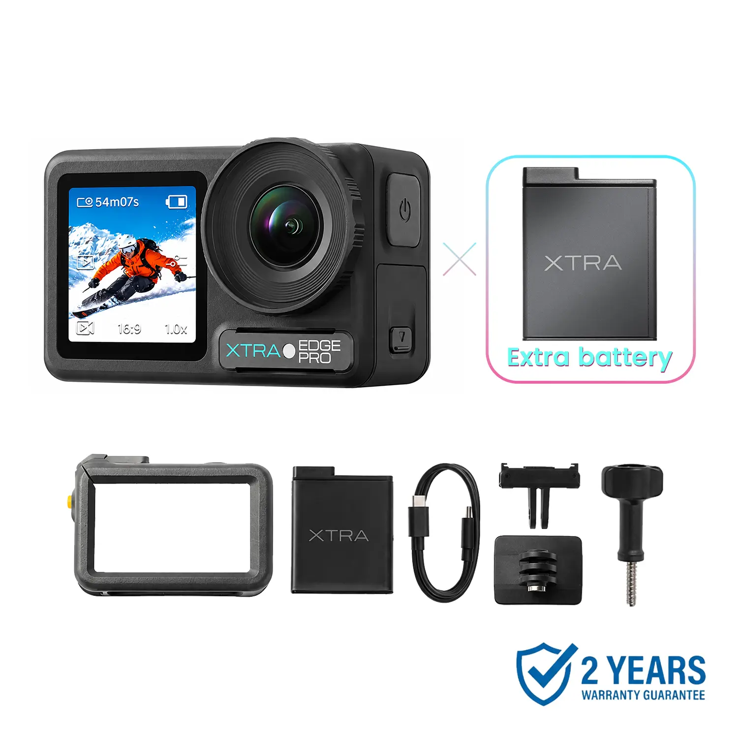 Xtra Edge Pro 4K Forward-Facing HD Digital Waterproof Camera - 1/1.3" Sensor, Night Photography Capability, Outdoor Sports Use, Water Proof Camera, Digital Camera