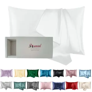 ROSEWARD Oeko-TEX Certified White Silk Pillow Cases Made in USA 100% Real Silk with 22 Momme Natural Mulberry Silk Standard Size
