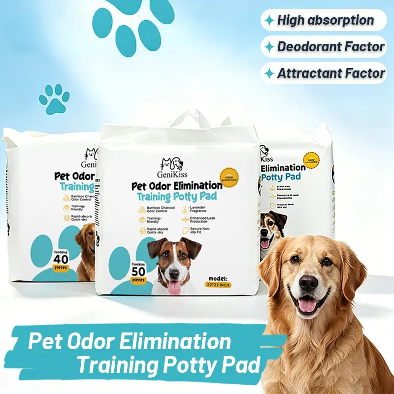 GeniKiss Pet Odor Elimination Training Potty Pad,Disposable Puppy Training Pads,Waterproof Super Absorbent Odor Control Pee Pads,Pet Potty Training Pad,Quick Absorb and Odor Control