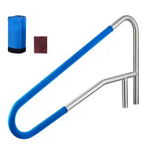Pool Handrail 54 X 32 Inch, Heavy Duty 304 Stainless Steel Pool Rail With 220 Lbs Load Capacity, Detachable Nonslip Sleeve, Recessed Or Base Mount, Ideal For Poolside, Water Parks, Public Pools And Safety