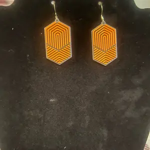 Orange and Gray Geometric Earrings - Stylish and Trendy