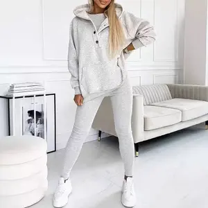 Women's 3 Piece Fall Winter Outfit Set Hoodie + Tank Top + Leggings Casual Knit Thick Warm Loungewear Tracksuit with Multi-Wear Design