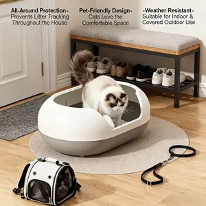 Modern Capsule Cat Litter Box – Integrated Sand-Leaking Corridor & Large Open Top Design | Odor Control & Minimal Tracking | Sleek Minimalist Style for Modern Homes
