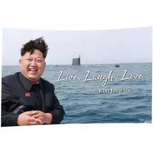 Kim Jong Un Flag with Old Saying Live Laugh Love kim Jung Un Tapestry 3x5ft, Vivid Color Durable Polyester Banner with Grommets for Dorm 3x5ft Celebrity USA Flag Tapestry for Wall hanging, College Dorm, Living Room, Bed Room, Home Decor