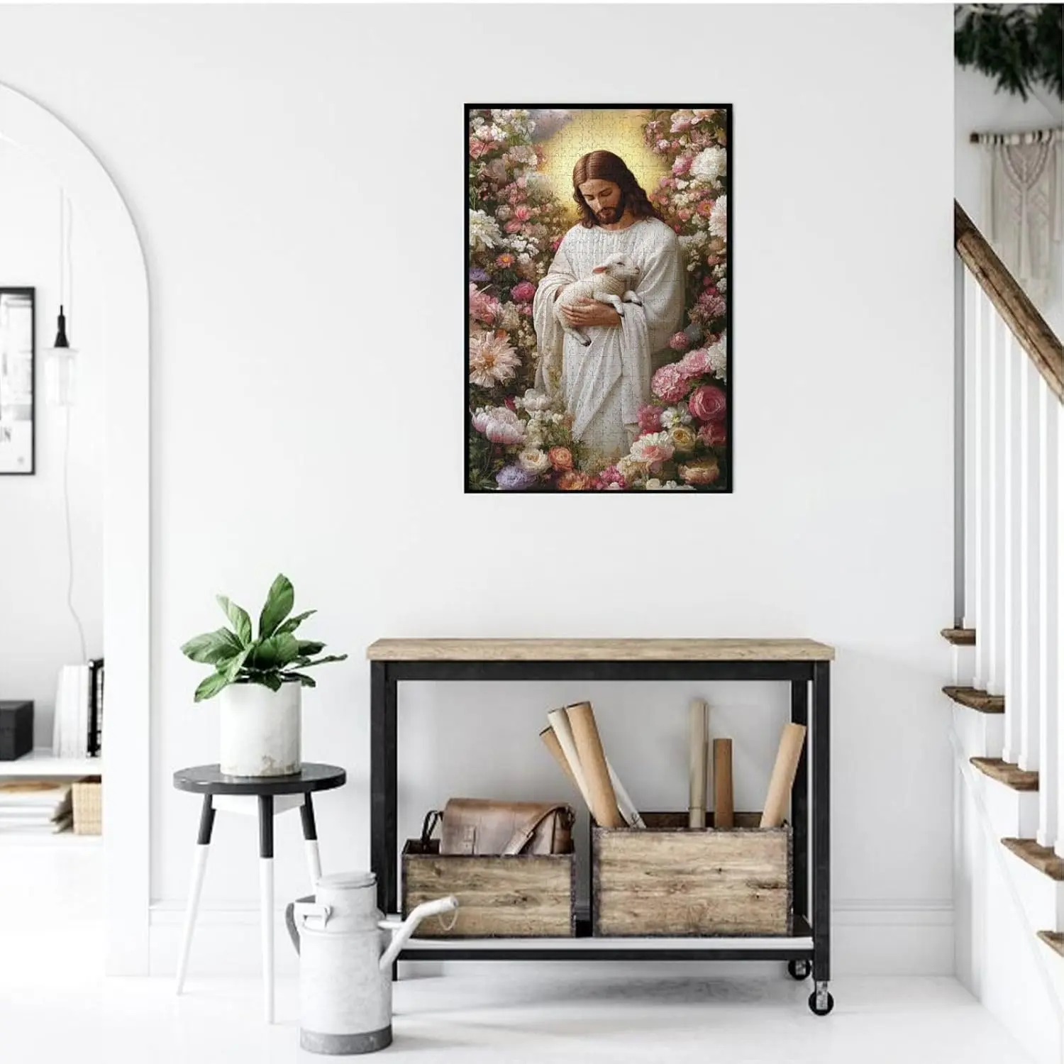 Garden Jesus Puzzles for Adults 1000 Pieces Stunningly Vibrant Colors Wooden Puzzle Suitable for Family Leisure and Entertainment Relieve Stress and Enjoy The Fun of Solving Puzzles