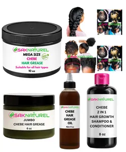 BUNDLE CHEBE HAIR GREASE & OIL Rosemary Fenugreek Hair Growth oil - Long Hair - Thick Hair -  Hair Growth - Indian Ayurverdic Hair growth oil - Rosemary Hair Oil - Hibiscus Hair growth oil - Chebe Hair Growth Oil Organic - Herbal Haircare Peppermint