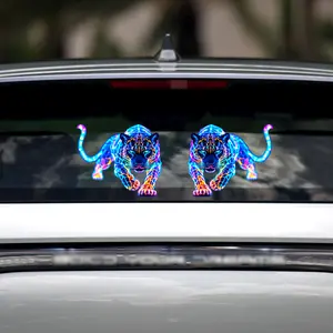 2PCS Neon Patterned Leopard PVC Vinyl Car Decals Stickers Waterproof Self-Adhesive Decals for Cars, Laptops, Trucks, Motorcycles Wall Window Luggage Scratch Cover Door Decor Sticker