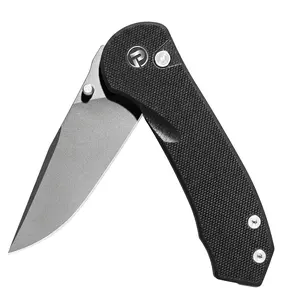 PCOU Pocket Folding Knife, 2.85" D2 Steel Blade with Gray Titanium Coating, G10 Handle EDC Utility Knife with Deep Carry Pocket Clip for Camping Hiking Hunting Outdoor