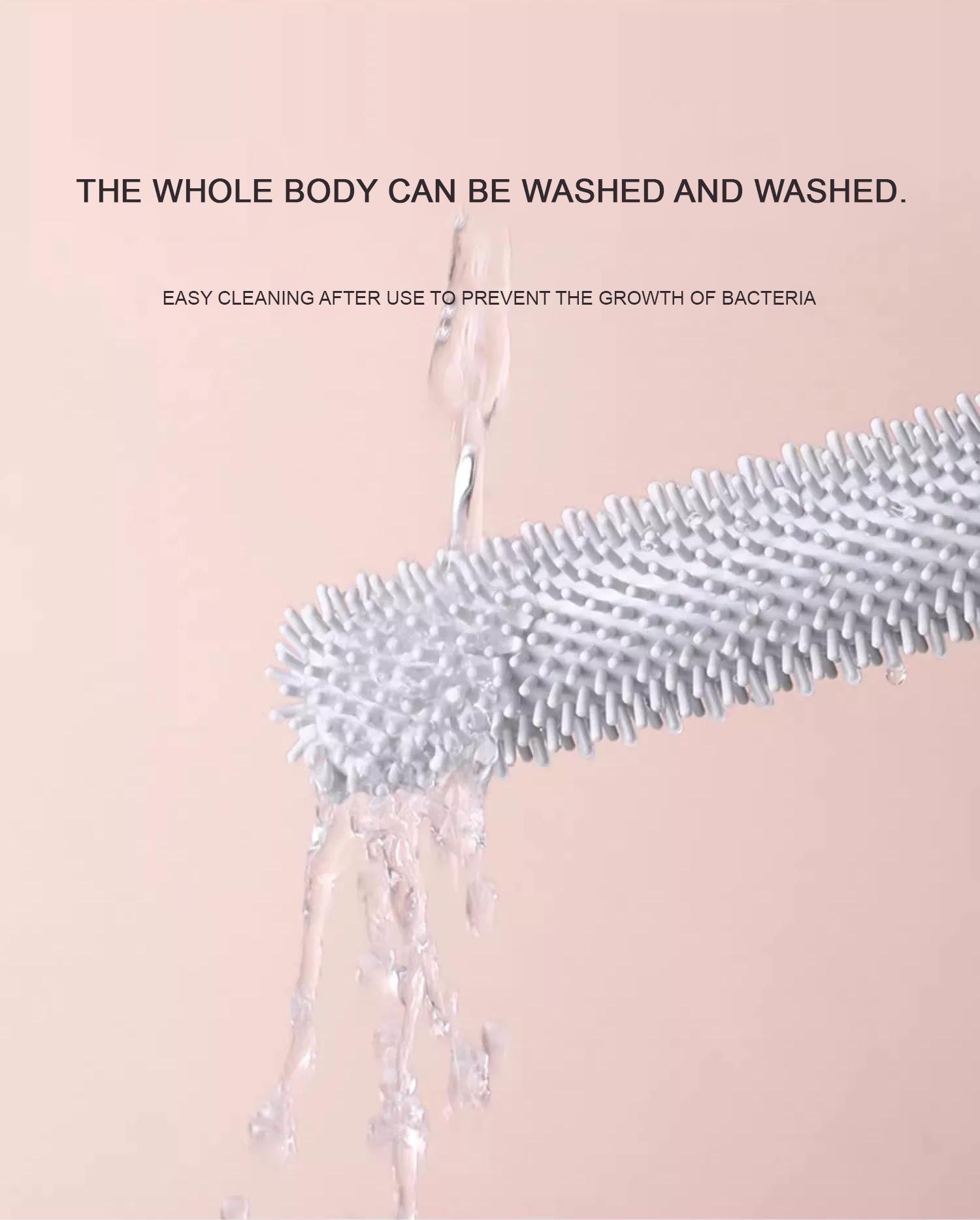 【S1】Toe Gap Cleaning Brush Long Handle Silicone Toe Crevice Cleaning Brush & Exfoliating Brush, Foot Scrubber in Shower Toe Cleaning Brush