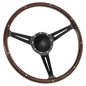 Flashpower 16" Black Wood Steering Wheel Jaguar MG GT MGB Midget W/Horn