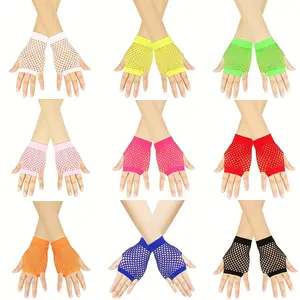Short 80s Festival Party Fishnet Fingerless Gloves, Mesh Gloves, Nightclub Wedding Costume Gloves, Festive Gloves, 1 Pair, Perfect for Halloween and Cosplay Events