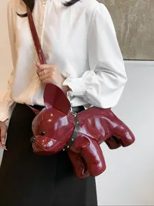 Cute French Bulldog Plush Doll Casual Crossbody Bag, Adorable Single Shoulder Backpack, Realistic Dog Toy Bag for Kids and Adults