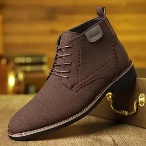 Retro British-style men’s high-top short boots, lace-up casual workwear boots, versatile commuter men’s boots fathersdaygift Brown Classic boots for men Footwear