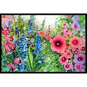 212 MAIN Decorative Rug - Easter Garden Springtime Floral Area Rug, Fade-Resistant, Felt-Backed, 24x36 in Indoor/Outdoor Mat