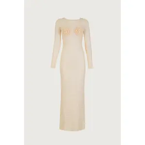 Rosette Crochet Dress (Cream)