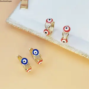 Boho Evil Eye Dangle Earrings for Women, Shiny CZ Crystal Micro Pave Design, Trendy Minimalist Cool Aesthetic Jewelry, Lightweight & Versatile for Daily Wear, Beach & Vacation Outfits