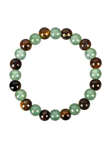 Adjustable Crystal Tiger Eye Bracelet, Handmade Beaded Lucky Charm, Casual Style, All Seasons, Party Accessory