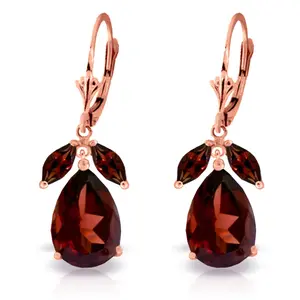 14k Rose Gold Leverback Earrings with Natural Garnets