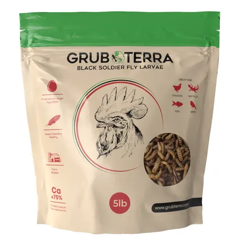 GrubTerra Dried Black Soldier Fly Larvae for Chicken, Ducks, Wild Birds and Pets