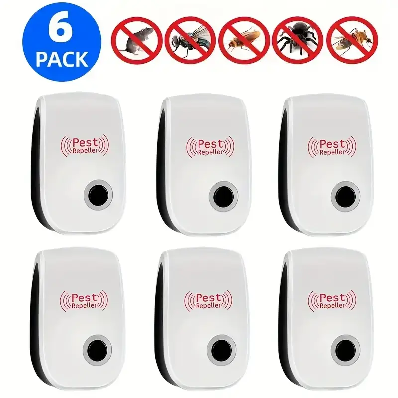 6 Pack Ultrasonic Insect Repellent - Indoor Electronic Plug Pest Control Device for Home Use - United States Model - Supplier Warranty Included Light