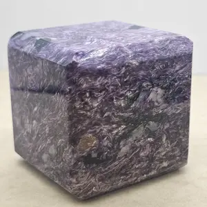 Polished Charoite Cube 2 Inches - Healing Stone for Meditation and Spiritual Growth