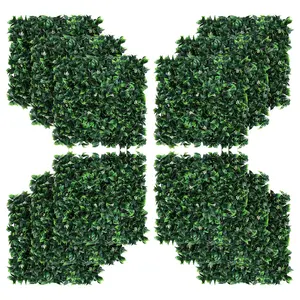 Garvee Artificial Grass Wall Panels 20x20 Inches, 12 Pack Hedge Panels with 50 Zip Ties, Sun Protected Privacy Fence Screen Greenery Backdrop for Outdoor and Indoor Garden, Birthday, Wedding Decor