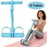 6-Tube Pedal Elastic Pull Rope - Portable Adjustable Workout Equipment for Home Abs Workout, At Home Gym & Gym Core Abdominal Trainer, On-The-Go Fitness Tool for Flat Tummy