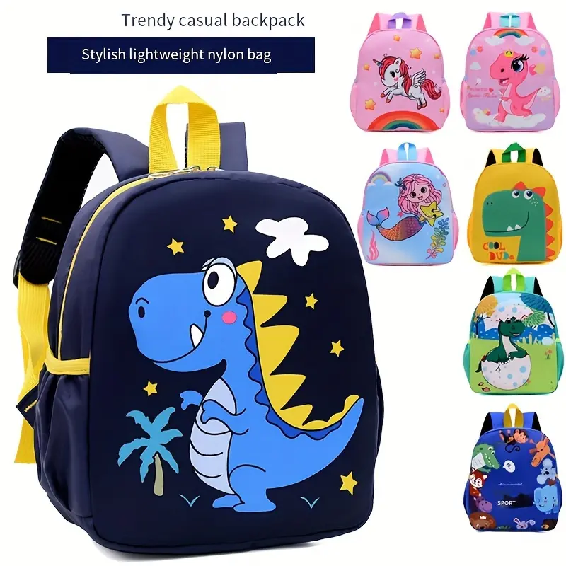 1 Cute Cartoon Dinosaur Children's School Backpack - Fashionable and Durable, with Comfortable Straps and Thickened Back Panel, Suitable for Kindergarten Students, Suitable for Daily Use and Outdoor Activities