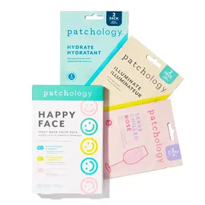 Patchology Happy Face Mask Bundle – 6-Pack Sheet Mask Set with Illuminate, Hydrate & Rosé for Radiant, Hydrated Skin with Aloe Vera Facial Hyaluronic Comfort Skincare Dewy