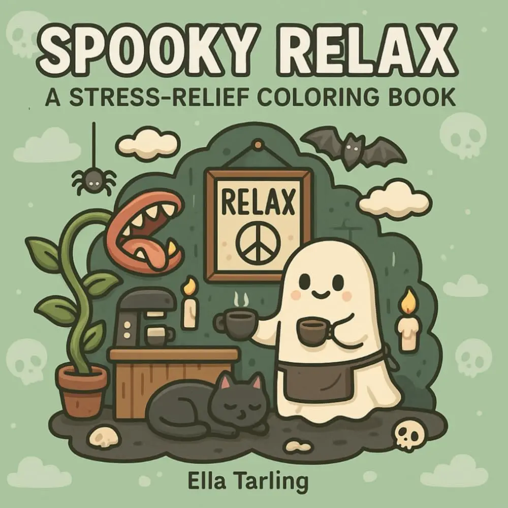 Spooky Design Kids' Stress-Relief Coloring Book - Fun, Easy Relaxation Activities to Unwind, Ideal Gift for Children's Interactive Activity Books, Coloring Books