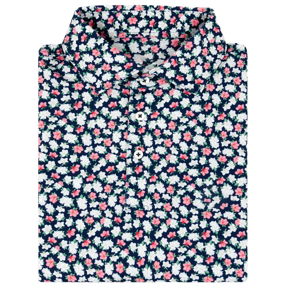 The Azalea 2.0 Polo Admiral Navy Patten Golf Shirt Short Sleeve Print Top Gift for Men Top