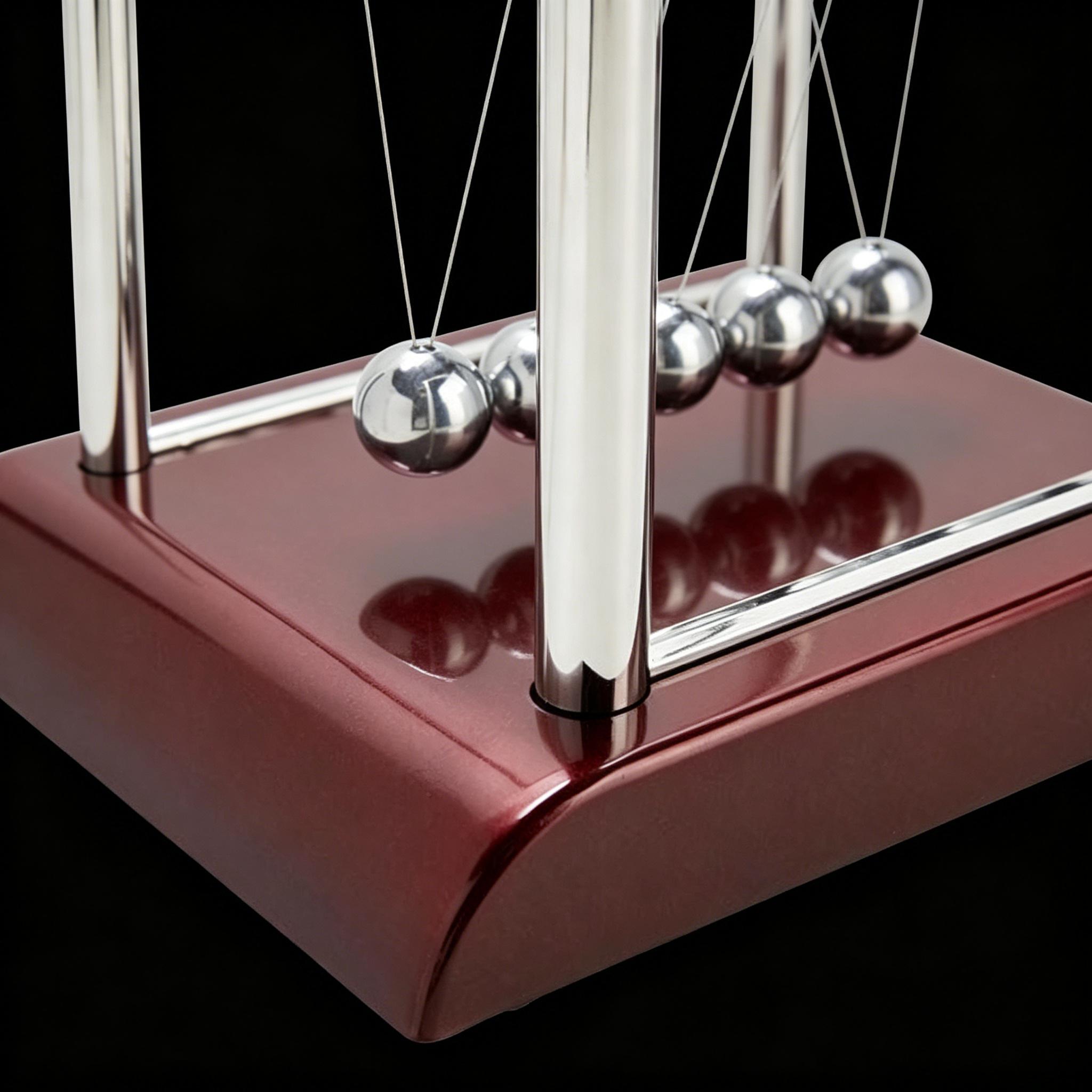 Newton's Cradle Pendulum 7x6x7 in Silver Stainless Steel, Desk Decor Stress Relief Toy, Physics Science Teacher Gift