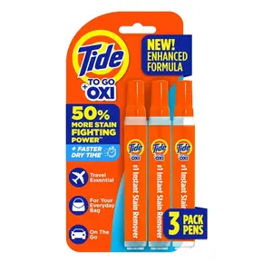 Tide Stain Remover for Clothes, Tide To Go Pen, Instant Stain Remover Pen & Spot Cleaner, Portable & Travel-Friendly, Works on Food & Drink Stains, Fits in Purses & Bags, 3 Count (Pack of 1)