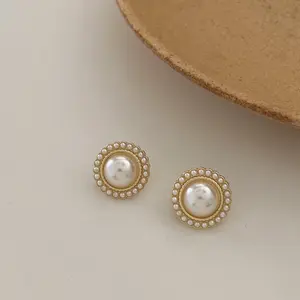 Beaded Pearl Stud Earrings