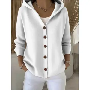Women’s soft, comfortable spring–autumn hoodie; casual knit cardigan with a unique design; elegant long-sleeve top for everyday wear