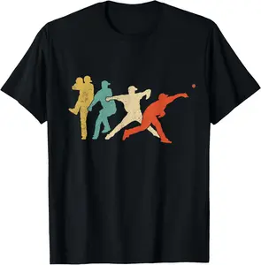 100% Cotton Baseball Player Pitcher Retro Team Matching T-Shirt