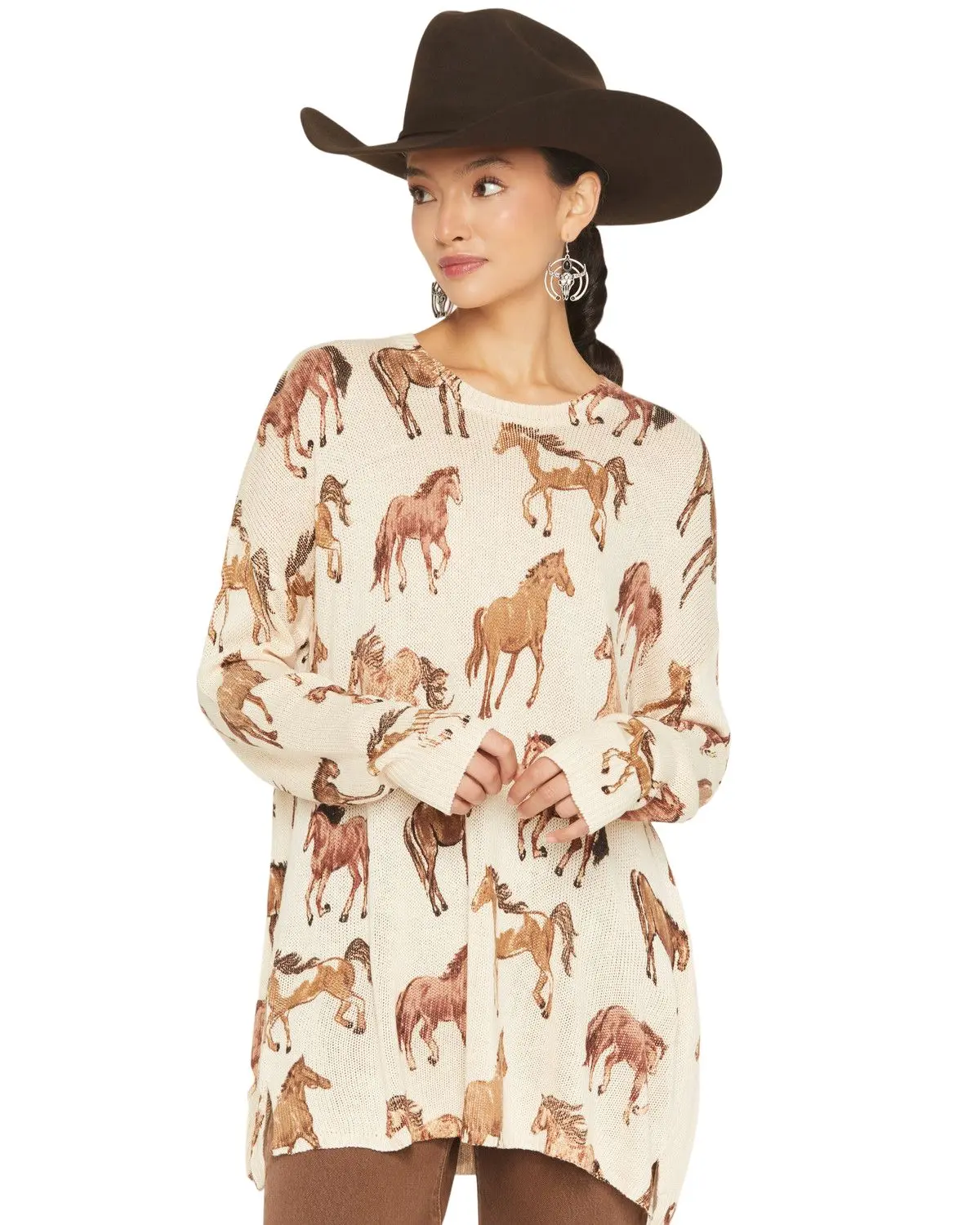 Show Me Your Mumu Women's Women'S Running Horse Sweater - Mf5-4074