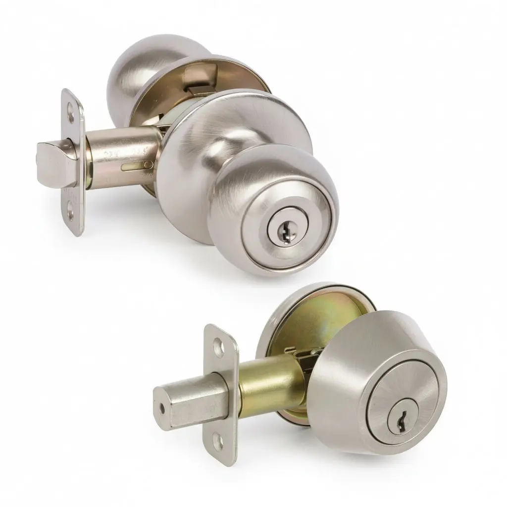 Ashland Satin Nickel Entry Knob with Matching Single Cylinder Deadbolt Combo Pack