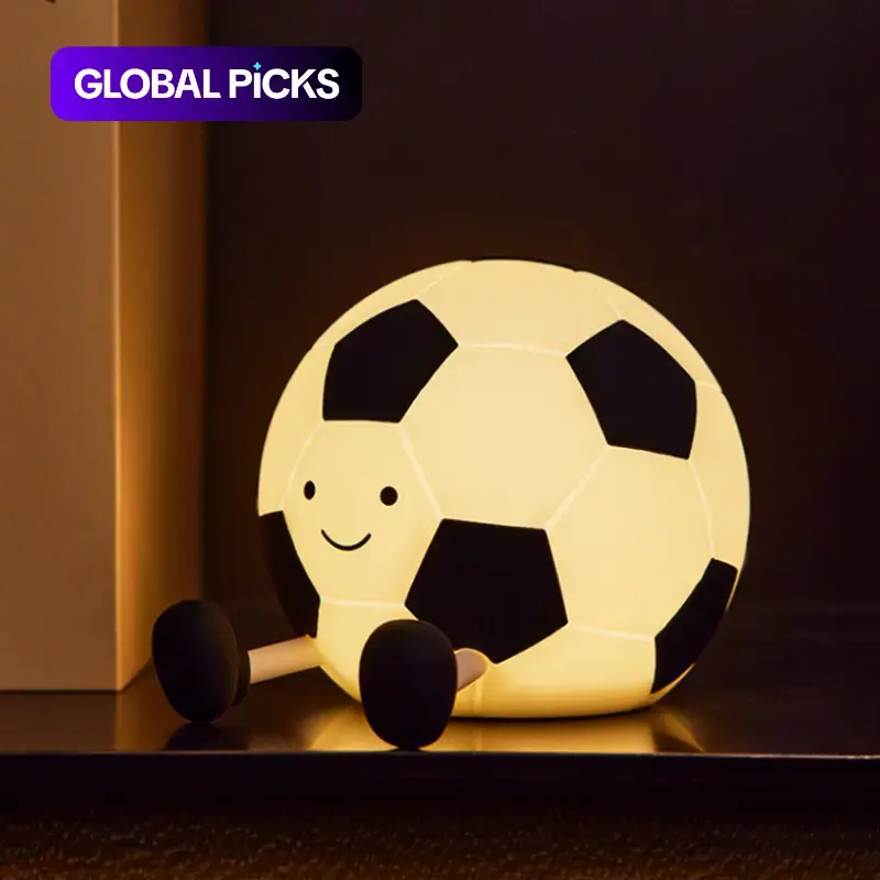 Football-Shaped Decorative Night Light, Rechargeable 3-Level Dimmable Nightlight Silicone Squishy Lamp for Office Desk and Bedroom Decor, Birthday Gift #GLOBAL PICKS