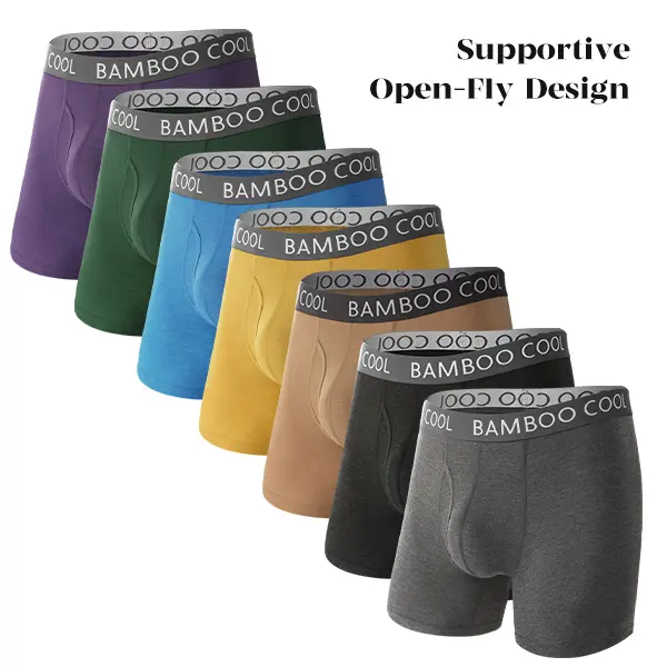 BAMBOO COOL Men's Cooling Boxer Briefs - 92% Bamboo Viscose Jersey Spandex, Ultra Soft, Breathable, Moisture Wicking, Stay-Put Waistband, No Riding Up, 3D U-Pouch, for Daily Wear, Hiking Fathersdaygift Beige